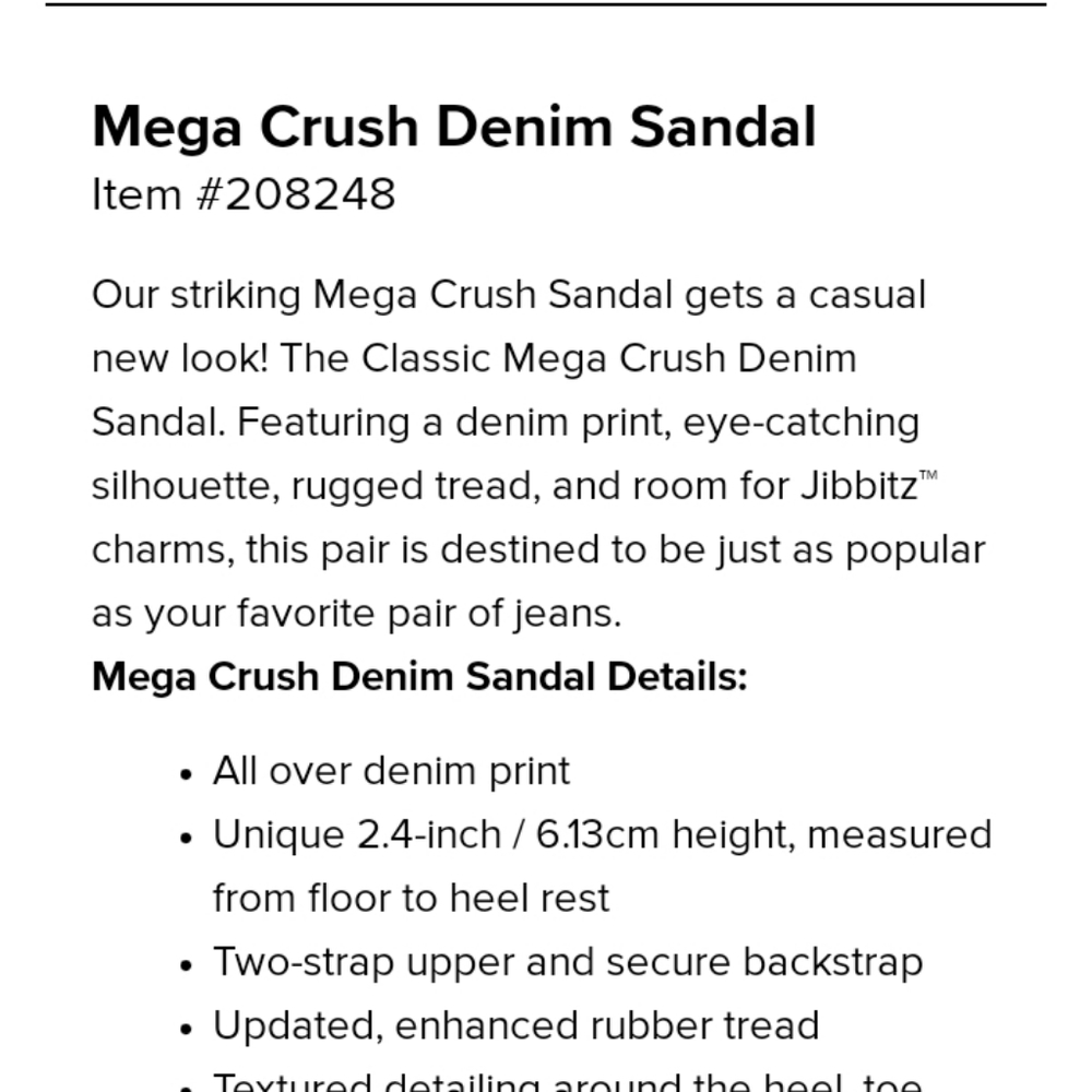 CROCS Mega Crush Denim Sandal Women's 9 - Picture 9 of 10